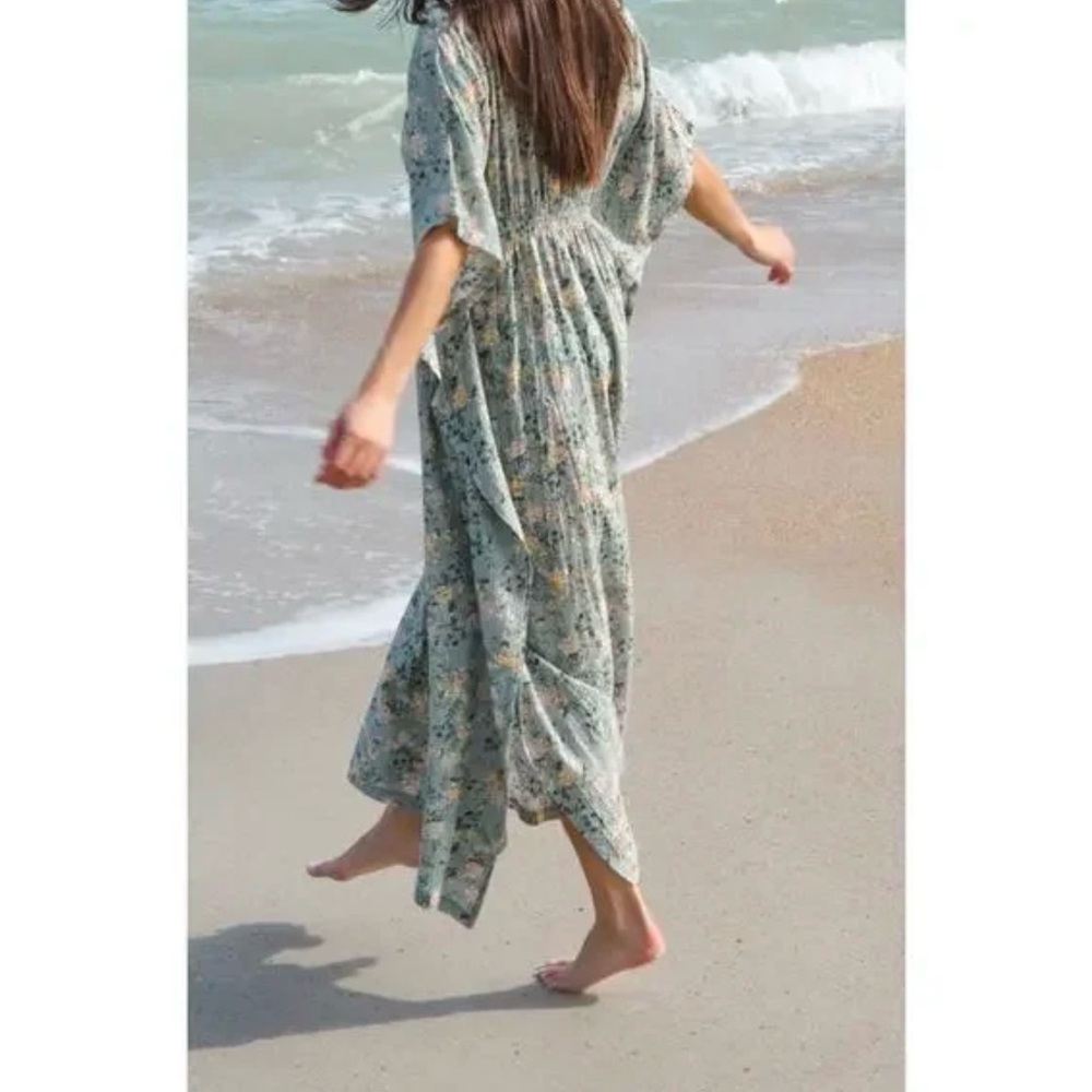 NATURAL LIFE Sanibel island caftan sage green Women’s SIZE Medium - Picture 2 of 9